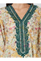 Printed Cotton Jalabiya with Thread Work - 4
