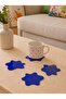Set of 4 Blue Amorphous Form Plexiglass Coasters (10X10 cm) - 2
