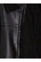 Black Fur Collar Boy's Leather Look Coat - 5