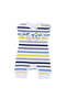 Baby Boy Yellow Blue Striped Cool Written Snap-On Jumpsuit with Snap Buttons on the Bottom