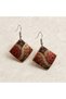Multi-Colored Floral Pattern Copper Earrings, Hand-Embroidered Adjustable Model - 3