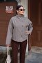 Women's Plaid Pattern Buttoned Stand Collar Jacket - 5