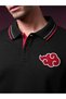 Men Black Cotton Akatsuki Cloud Embroidered Polo T-Shirt - 2