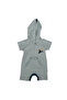 Baby Boy Green and White Striped Kangaroo Pocket Hooded Snap-On Jumpsuit