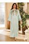 Teal Jacquard A-Line Jalabiya with Embellishments - 3