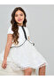Girls White Sequin A-Line Knee-Length Dress