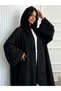 Black Abaya with Wavy Sleeve Detail - 5