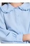 Teen Girls Light Blue Peter Pan Collar Long Sleeve Shirt - 4