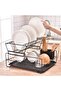 Double-Layer Dish Drying Rack - Multi-Functional Kitchen Drain Stand, Iron Wire Tableware Storage Ra - 2