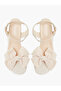 Women Solid Color Block Heel Bow Sandals - 5