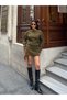 Women's Khaki Boat Neck Knitwear Dress - 2