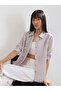 Purple Striped Ruffle Long Sleeve Shirt - 3
