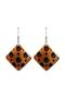Black and White Ethnic Pattern Copper Earrings, Hand-Embroidered Adjustable Model - 2