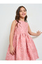 Girls Dark Pink A-Line Knee-Length Embroidered Dress - 2