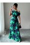 Teal Floral Print Bodycon Maxi Dress - 2