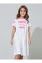 Girls Off White Striped and Graphic Print Knee Length T-Shirt Dress - 2