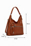 Women's Tan Large Size Multi-Compartment Leather Shoulder and Backpack Daily Use Multi-Purpose Bag - 5