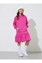 Girls Pink Midi Hoodie Dress with Kangaroo Pocket