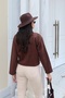 Women's Buttoned Flexible Comfortable Fit Suede Jacket - 6