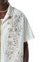 Oversize Short Sleeve Linen Shirt with Floral Embroidery on the Front - 4