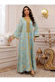 Teal Jacquard A-Line Jalabiya - 3