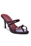 Burgundy Mid Heel Sandals with Strappy Design - 4