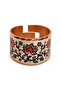 Blue and White Geometric Thick Copper Ring, Hand-Embroidered Adjustable Model - 3