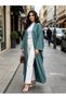 Green Plain Open Front Abaya