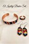 Handmade Ethnic Patterned Copper Jewelry Set – Bracelet, Ring, and Earrings
