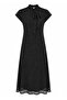 Black Tie-Neck Polka Dot Midi Dress - 2Y8276
