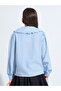 Teen Girls Light Blue Peter Pan Collar Long Sleeve Shirt - 5