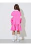 Girls Pink Striped Polo Collar A-Line Knee Length Dress - 4