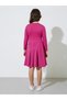 Girls Pink Long Sleeves A-Line Knee Length Dress - 5
