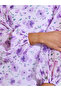 Lilac Floral Print Square Neck Long Puff Sleeves Maxi Dress - 4