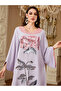Purple Contrast Round Neck Jalabiya with Sequin Floral Embellishment - 5