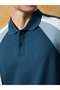 Men Blue Cotton Color Block Oversized Fit Polo T-Shirt - 2