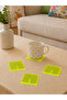Set of 4 Green Square Plexiglass Coasters (10X10 cm) - 3