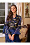 Blue A-Line Jalabiya Dress with Gold Embellishment - 5