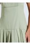 Green Solid Boat Neck Sleeveless A-Line Maxi Dress - 3