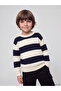 Lcw Baby Navy Blue Crew Neck Striped Boy's Knit Sweater