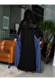 Denim Panel Abaya with Tie-Cuff Sleeves - 4