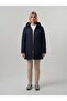 Women's Black Coat Baklava Pattern Quilted Long Women's Coat - 4