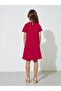 Girls Red Solid Bow Details A-Line Knee Length Dress - 4