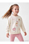 Two Mt Shop Quality Lcw Kids Ecru 3 Thread Printed Standard & Regular Girls' Sweatshirt