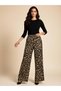Coffee Brown Leopard Print Wide Leg Trousers - 2