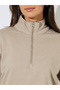 Beige Solid Regular Fit Half Zip Sweatshirt - 5