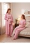 New Season Powder Muslin Fabric Button Detailed Design Short Sleeve 100% Cotton Maternity Pajama Set 3-Piece Set - 6