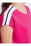 Teen Girls Pink Cap Sleeves T-Shirt and Side Striped Joggers Set - 4