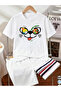 Kids White Short Sleeve T-Shirt with Fun Cartoon Print - 6