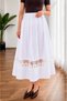 Lace Ribbon Detailed Pleated A-Line White Midi Skirt - 3